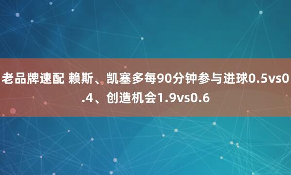 老品牌速配 赖斯、凯塞多每90分钟参与进球0.5vs0.4、创造机会1.9vs0.6